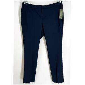 Lauren Ralph Lauren Edita Wool Blend Slim Leg Pants Womens Plus Sz 16W Navy NEW